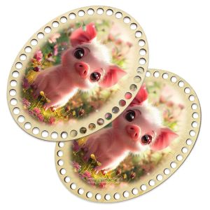 Донышки для вязания, заготовки для рукоделия, дно корзин, 19,8 х 14,8 см, овальные, хрюша