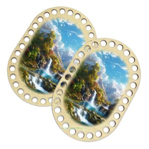 Донышки для вязания, заготовки для рукоделия, дно корзин, 14,8 х 9,8 см, прямоугольник с округлыми краями, водопад