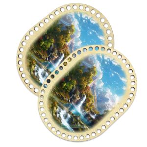 Донышки для вязания, заготовки для рукоделия, дно корзин, 19,8 х 14,8 см, прямоугольник с округлыми краями, водопад