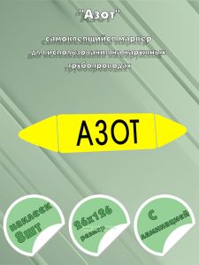 Самоклеящийся маркер Азот (26 х 126 мм, с ламинацией) для использования на наружных трубопроводах
