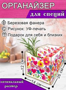 Органайзер для специй Акварель, 4 отсека, 12х14х26 см