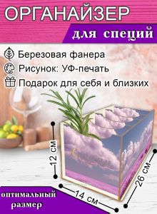 Органайзер для специй Лавандовое поле, 4 отсека, 12х14х26 см