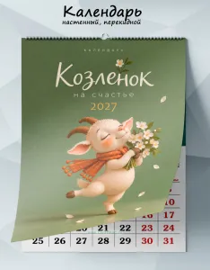 Календарь настенный, перекидной Козленок на счастье на 2027 год