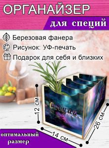 Органайзер для специй Сказочный лес, 4 отсека, 12х14х26 см