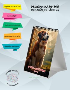 Настольный календарь-домик О себе: Сенбернар на 2026 год