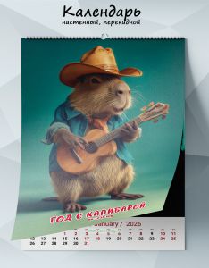 Календарь настенный, перекидной Год с капибарой на 2026 год