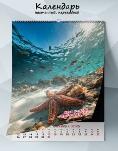 Календарь настенный, перекидной Идеи на тему Подводный мир на 2026 год