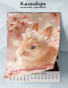 Календарь настенный, перекидной Цветочная фотосессия на 2026 год