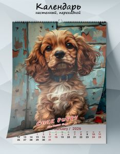 Календарь настенный, перекидной Cute puppy на 2026 год