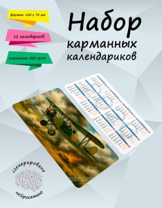 Набор карманных календариков на 2026 год Крылья победы, 10х7 см (12 шт)