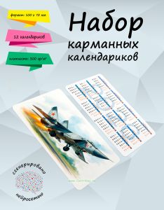 Набор карманных календариков на 2026 год Стальное небо МИГа, 10х7 см (12 шт)