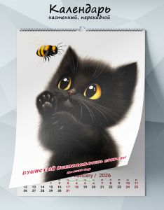 Календарь настенный, перекидной Пушистый исследователь природы на 2026 год