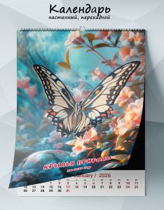 Календарь настенный, перекидной Крылья природы на 2026 год