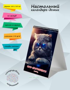 Настольный календарь-домик Коты-программисты на 2026 год
