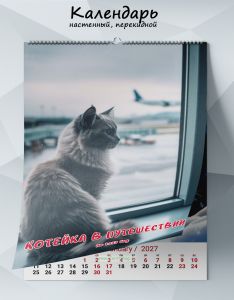 Календарь настенный, перекидной Котейка в путешествии на 2027 год
