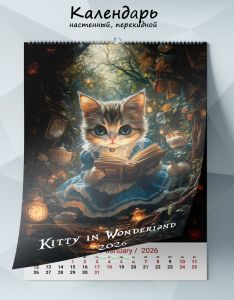 Календарь настенный, перекидной Kitty in Wonderland на 2026 год