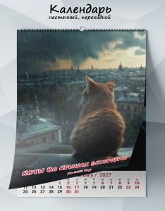 Календарь настенный, перекидной Коты на крышах Петербурга на 2027 год
