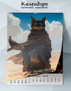 Календарь настенный, перекидной Cats of the Dune на 2026 год