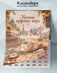 Календарь настенный, перекидной Уютные кофейни мира на 2027 год