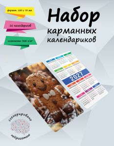 Набор карманных календариков на 2027 год Пряничные человечки, 10х7 см (16 шт)