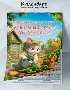 Календарь настенный, перекидной гороскоп садовода и огородника Солнечный огород кошки Маруси на 2027 год
