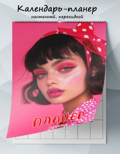 Календарь-планер настенный, перекидной The girl in pink на 2027 год