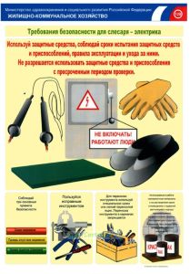 Комплект плакатов Требования безопасности для слесаря–электрика  (2 листа, ламинат), А2 (450х610 мм). Ламинированный