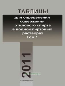 Таблицы для определения содержания этилового спирта в водно-спиртовых растворах. Том 1