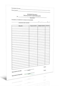 Ведомость (опись) объема ремонтно-строительных работ