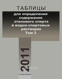 Таблицы для определения содержания этилового спирта в водно-спиртовых растворах. Том 3