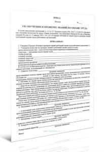 Приказ об обучении и проверке знаний по охране труда (Форма 1)
