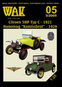Модель-копия из бумаги автомобилей Citroen 5HP Typ C - 1921 Hanomag " Komissbrot" - 1926