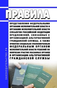 Правила представления федеральными органами исполнительной власти и органами исполнительной власти субъектов Российской Федерации предложений, связанных с организацией альтернативной гражданской службы, а также принятия специально уполномоченным федеральным органом исполнительной власти решений по вопросам участия указанных органов в организации альтернативной гражданской службы 2025 год. Последня
