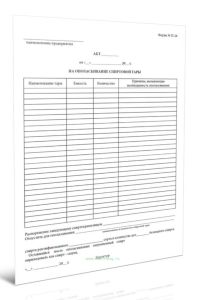 Акт на ополаскивание спиртовой тары (Форма № П-28)