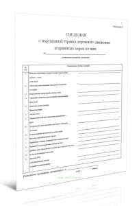 Сведения о нарушениях Правил дорожного движения и принятых мерах по ним