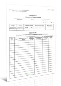 Ведомость учета движения и использования этилового спирта УС-1