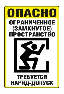 Знак комбинированный Опасно! Ограниченное (замкнутое) пространство