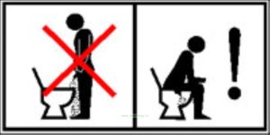 Писать сидя. Знак