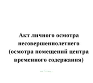 Акт личного осмотра несовершеннолетнего (осмотра помещений центра временного содержания)