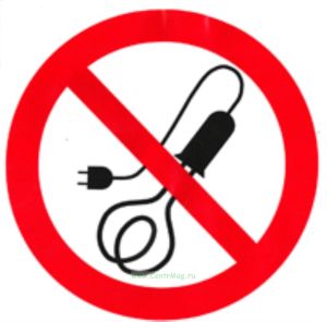 Запрещается пользоваться электронагревательными приборами. Знак