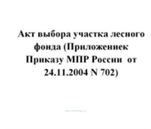 Акт выбора участка лесного фонда (Приложениек Приказу МПР России от 24.11.2004 N 702)