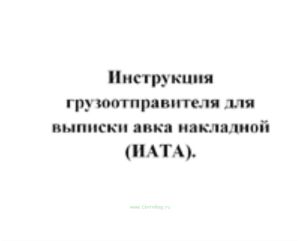 Инструкция грузоотправителя для выписки авианакладной (ИАТА) (продажа от 10 экземпляров)