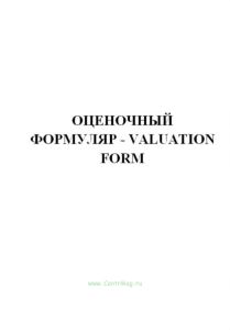 Оценочный формуляр - Valuation Form