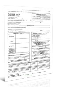 Путевой лист легкового такси (Приказ Минтранса России от 05.05.2023 N 159)