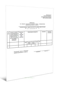 Ведомость на выдачу продуктов питания лицам, подвергнутым административному аресту