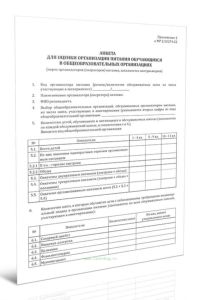 Анкета для оценки организации питания обучающихся в общеобразовательных организациях (опрос организаторов (операторов) питания)