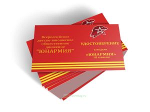 Бланк удостоверения к медали Юнармии III степени