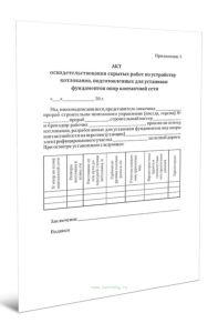 Акт освидетельствования скрытых работ по устройству котлованов, подготовленных для установки фундаментов опор контактной сети