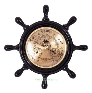 Метеостанция BRIGANT Штурвал: барометр, термометр, гигрометр 22 см (черная)