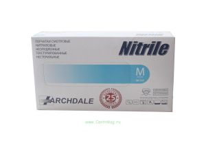 Перчатки смотровые нитриловые неопудренные нестерильные голубые NitriMAX, размер M (100 шт в упаковке)